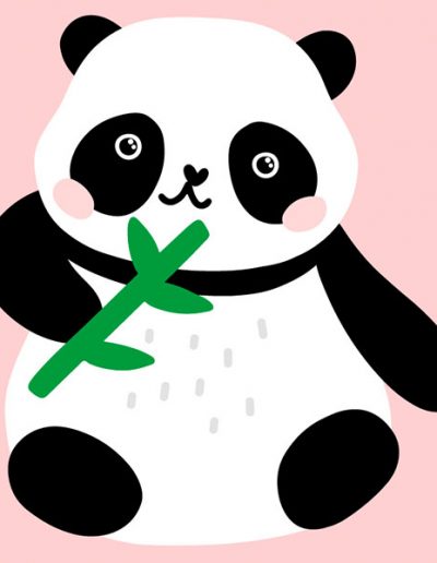 Panda kawaii comiendo bambú