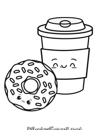 Donut y café para colorear